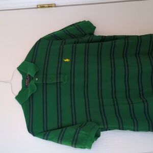 Polo Ralph Lauren Green with Blue Stripes Polo Shirt XL